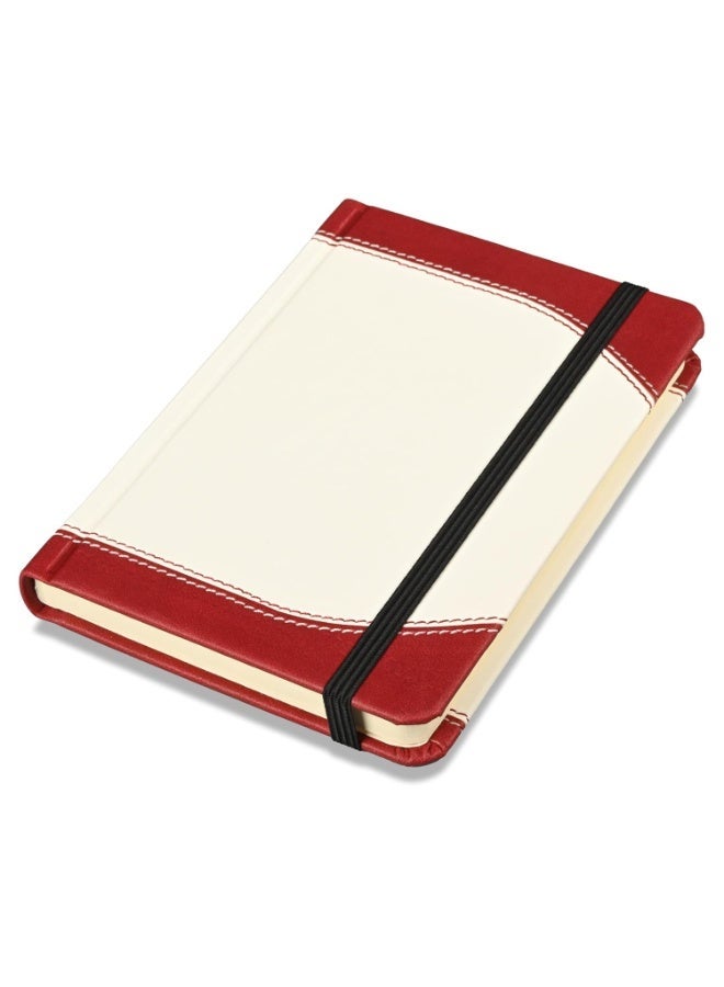 FIS® Hard Cover Notebook,Italian PU Materials,A6 Size,240 Pages,Plain No Ruling,Round Corners with Elastic Band Closure,70gsm Italian Ivory Paper,1 Piece,Red with White Color-FSNBA6PL1502 - Image 1